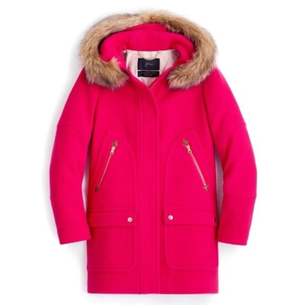 J Crew Bright Magenta Chateau Parka 8P